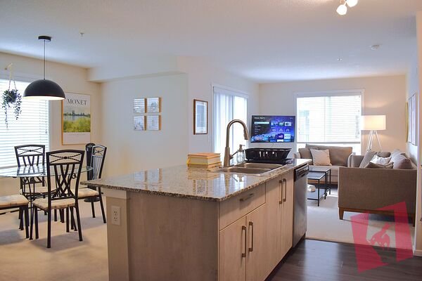 FULLY FURNISHED 2 bedroom + den, 2 bath corner unit in NE Calgary