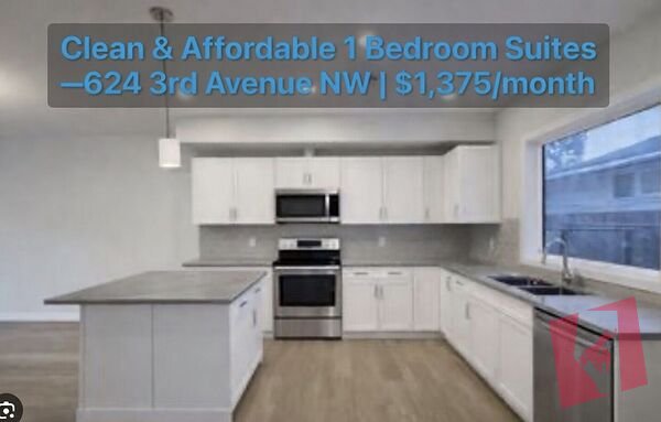 Clean & Affordable 1 Bedroom Suites — 624 3rd Avenue NW | $1,375/month
