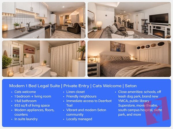 Modern 1 Bed Legal Suite | Private Entry | Cats Welcome | Seton photo 2